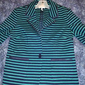 🙂Laundry Women's Knit Blazer Size 8 Green and Blue